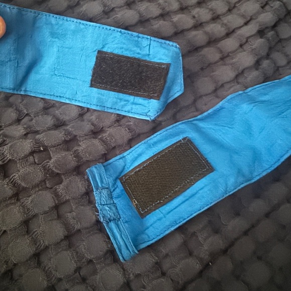 Vintage 70s/80s Blue Knot/Twist Braided belt w/homemade elastic extension - Picture 2 of 8